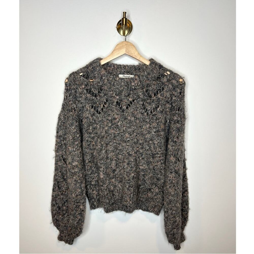 Madewell Cutout Sweater Balloon Sleeve